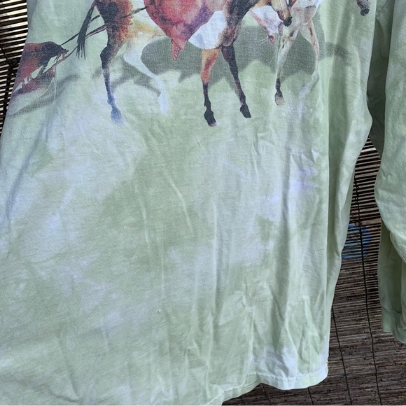 The Mountain Native American Horses Watercolor Art Long Sleeve Tee Shirt Size XL - Picture 5 of 5